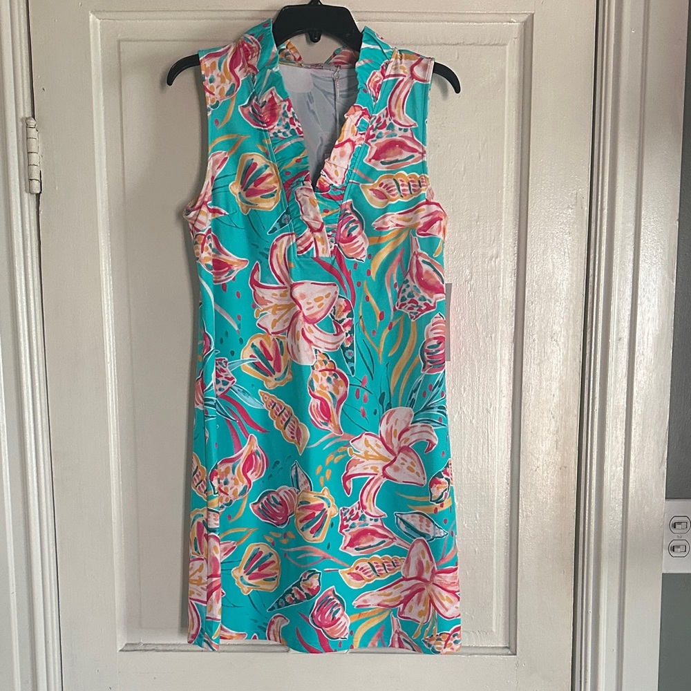 Aryeh Teal and Pink Floral Dress